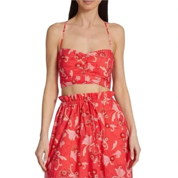 A.L.C. Arit Floral Sweetheart Crop Top in Calla Size 12 - Picture 15 of 16